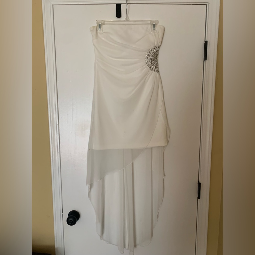 White high-low cocktail dress